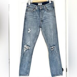 AGOLDE Mid Rise Straight Jeans Rule Wash Size 25, Casual Wear, Minimalist Style